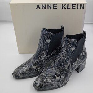 Anne Klein Parson Chelsea, Black and White Reptile Boot , Women's Size 7.5